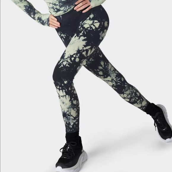 NEW Sweaty Betty Athlete 7/8 Seamless Workout Leggings - green tie dye - Picture 1 of 13